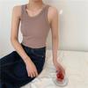 Regata popular estilo coreano forrada com lã grossa e quente, colete camisola slim-fit térmica para usar por baixo, top sem mangas