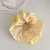 Estilo Perezoso Floral Intestino Grueso Goma para el Cabello Amarillo Crema Goma de Pelo de Gama Alta Goma de Pelo Grande de Doble Capa