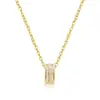 Colar Quadrado de Diamante Fashion Simples e Elegante para Mulheres, Pequeno Pingente Cilíndrico em Forma de Cintura, Acessórios de Zircônia Banhados a Ouro 18K Atacado