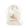 Feliz Pascua Bolsa de Cordón con Zanahoria de Pascua Bolsa de Regalo para Fiesta Transfronteriza Bolsa de Almacenamiento de Dulces de Algodón y Lino