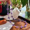 Colar Corrente Clavicular Estrelada de Ametista Natural com Contas de Tamanhos Variados