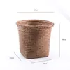 Funda de mimbre para maceta, contenedor de almacenamiento para jardinería, cesta de flores, cesta de mimbre sin tapa, cesta de papel, cubo de basura, cesta de almacenamiento, cesta de juguetes, forma redonda