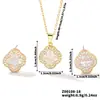 Colar Brincos Trevo de Quatro Folhas Microincrustados Conjunto de Duas Peças Feminino Luxo Leve Design de Nicho Senso de Alto Padrão Influenciador Digital Elegante Conjunto de Joias