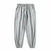 Calça Esportiva Cinza Masculina Primavera e Outono Perna Larga Calça Harem Moda Coreana Calça de Moletom Forrada com Lã Casual Comprimento no Tornozelo