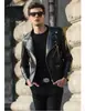 Chaqueta de Cuero Ajustada para Hombre, Estilo Coreano, Elegante Nuevo Modelo 2025, Chaqueta Juvenil Moderna con Cuello Solapa, Chaqueta de Cuero para Motocicleta al por Mayor Transfronterizo