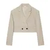 Jaqueta de linho com cinto da marca Z, shorts casuais e blazer curto feminino estilo europeu, moda transfronteiriça mais vendida no AliExpress