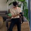 Tejido de Verano Camiseta Ajustada para Hombre Corea del Sur Dongdaemun Diseño con Sentido para Hombre Top Versátil de Moda Camisa Básica para Hombre