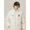 Jaqueta de Algodão com Gola Alta e Estampa de Letras Góticas Personalizada para Homens, Jaqueta Puffer Quente de Inverno com Bainha Ajustável