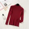 Otoño e Invierno Nuevo Estilo Coreano Color Sólido Suéter Básico de Punto para Mujer Adelgazante Suéter de Cuello Alto para Mujer
