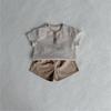Traje de verano para bebé Niños y Niñas Infantil a Cuadros Dos Botones Cuello en Contraste Delgado Manga Corta Pantalones Cortos