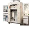 Guarda-Roupa Simples Casa Quarto de Dormir Quarto de Aluguel Guarda-Roupa Portátil Tubo de Aço Armazenamento Armário de Roupas Fonte Atacado Fabricante
