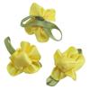 Flor de Listón de Satén Plisado con Forma de Corazón y Hojas Flor de Listón Floral Pequeña Flor de Tela Accesorios para el Cabello DIY Accesorios para la Ropa con Hojas