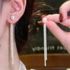 Pendientes de borla de cadena plateada brillante explosivos, temperamento de nicho, pendientes de perlas de alta gama, pendientes de socialité