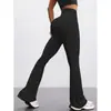 Calça Yoga Larga de Cintura Alta Levanta Bumbum Casual Boca de Sino Europeia e Americana Nua Justa Calça Esportiva Fitness Yoga para Mulheres