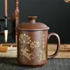 Taza de Té de Arcilla Púrpura Yixing Taza de Arcilla Púrpura con Tapa Taza de Cerámica Taza de Oficina con Tapa Taza Separación de Té Taza de Té