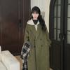 Casaco de Lã Dupla Face, Estilo Coreano, Falso Duas Peças, Elegante e Casual, Versátil, Roupas Femininas Longas e Soltas, Novo para Primavera, Outono e Inverno