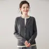 Nuevo Estilo Otoño/Invierno 2026 Cardigan de Cachemir Engrosado de Cuello Redondo Falso de Dos Piezas para Mujer Suéter de Punto Versátil para Mujer