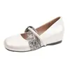 Estilo Retrô 2026 Novo Modelo Sapatos de Salto Alto de Boca Rasa para Noite, Sapatos Mary Jane Franceses Estilo Chanel para Combinar com Saias