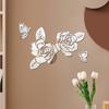 Adesivos de parede de espelho acrílico, borboletas e rosas transfronteiriças, atacado, decoração de azulejos para quarto e sala de estar, venda direta da fábrica