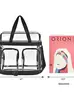 En Stock Amazon Modelo Nuevo Bolso Tote Transparente Portátil con Múltiples Bolsillos y Dos Bolsillos Frontales