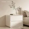 Mesita de noche multifuncional estilo crema pequeña de madera maciza para dormitorio, simple, moderna, creativa, minimalista, lujo ligero avanzado, almacenamiento