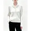 Camisa Base Suave de Manga Larga con Cuello Solapa y Media Botonadura con Textura de Canalé Vertical, Top Corto de Manga Larga para Viajes Diarios en Figuras Pequeñas, Top de Color Sólido para Principios de Otoño