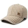 Gorra de béisbol de lana a cuadros para hombre y mujer, sombrero cálido de otoño e invierno para protección solar, gorra de pico versátil y a la moda estilo coreano, moderna