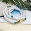 Pulseira de contas de oração budista de jade branco imitação com múltiplos fios, popular em transmissões ao vivo, contas budistas com o mantra de seis caracteres, pulseira de múltiplos fios, campeão de vendas em áreas cênicas