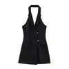 Comercio exterior transfronterizo verano nuevo moda femenina versátil sin mangas espalda descubierta cuello halter mono con detalle de nudo