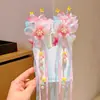 Grampo de Cabelo com Borla Estilo Chinês Adorno Dinastia Han para Crianças Acessórios de Cabelo para Meninas Grampo de Cabelo com Fita de Borboleta Estilo Antigo Super Fada