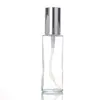 Botella de Loción de Vidrio Esmerilado 20-120ml Botella con Atomizador con Tapa de Madera Botella Cosmética Botella Dispensadora de Loción con Atomizador de Presión