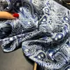 Pañuelo Cuadrado Pequeño de Cashew Azul Marino Estampado Primavera y Verano Pañuelo Pequeño de Moda Decorativo Protector Solar Versátil Elegante Pañuelo de Seda