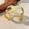 Pulsera Ancha Abierta de Moda Europea y Americana para Mujer Acero de Titanio No se Desvanece Diseño de Nicho Pulsera de Acero Inoxidable de Alta Gama Transfronterizo
