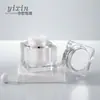 Venta al por mayor de fábrica Botella de prensa cuadrada de acrílico para esencia de emulsión de agua Tarro vacío para crema facial, crema para ojos, producto para el cuidado de la piel de hospital
