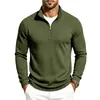 Top de punto jacquard a cuadros para hombre, cuello alto, media cremallera, manga larga, casual para ir al trabajo, talla europea, Otoño 2026