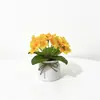 25 flores violetas en pequeñas macetas de cuerda de cáñamo, bonsáis artificiales para decoración de bodas, hoteles y auditorios, plantas en maceta de flores artificiales de plástico, artículos decorativos pequeños