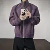 Chamarra de trabajo estilo americano con cuello alto para hombre, moda de primavera estilo high street, chamarra de béisbol holgada genial y casual, algodón negro