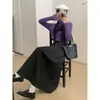 Tiro real falda de lana 2026 Otoño/Invierno Nuevo Estilo para Mujer Nueva Casual Versátil Adelgazante Cremallera Lateral Cintura Elástica Falda