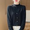 Suéter de Punto de Cuello Medio Alto para Mujer 2025, Suéter Base para Otoño e Invierno, Jacquard Estilo Nuevo, Falso Dos Piezas, Elegante y con Estilo de Invierno