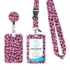 Portatarjetas de Identificación con Estampado de Leopardo Black Pink en Stock con Envío Gratis, Portatarjetas Retráctil con Juego de Cordón, Portacarnet de Trabajo, Portanombre, Portatarjeta de Autobús