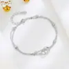 Pulseira Dupla Camada Círculo Versátil de Prata Esterlina S925 Joias Elegantes de Nicho Pulseira Simples de Duplo Anel Acessórios de Moda para Mulheres