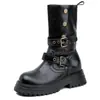 Botas de Suela Gruesa Maillard para Mujer Otoño 2025 Nuevas Botas de Moda Estilo Británico Retro Botas Marrones de Media Caña de Dos Usos