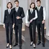 Estilo Roupa de Trabalho Conjunto de Terno para Gerenciamento de Propriedades Blazer Uniforme Masculino Roupa Formal Cinza Negócios Sem Ferro Profissional Deslocamento