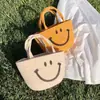 Bolsa de Palha Feminina de Nicho Francês Bolsa de Mão Trançada com Corda de Algodão Bolsa para Sair para a Praia para Férias Bolsa de Praia Fofa Pequena