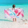 Toalha de Praia Infantil Menina Dinossauro Rosa Toalha de Piscina Rosa Adequada para Meninas e Crianças Secagem Rápida