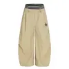 Pantalones de Pierna Ancha con Parches de Raya y Bordado de Estrella Estilo Retro Americano Cintura Doble Ajuste Holgado Verano Nuevos Pantalones Paracaídas Plisados Adelgazantes