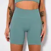Shorts de Yoga Sem Costura com Fio Calças Três Quartos Cintura Alta Esportivas para Corrida Fitness Femininas