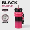 Termo de acero inoxidable nuevo de alto valor de color con pajita, taza doble para coche, taza de café con degradado de gran capacidad, taza de regalo