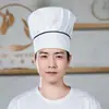 Gorra de Trabajo para Camarero de Cocina de Hotel Gorro Blanco Plisado de Chef Gorro de Tela de Champiñón para Fábrica de Alimentos de Repostería Gorro para Hombres y Mujeres