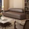 2026 Sofá Pequeno para Apartamento Cor Creme Chaise Longue para Quarto Sofá Preguiçoso com Encosto Couro Resistente a Arranhões de Gato Sofá de Beleza